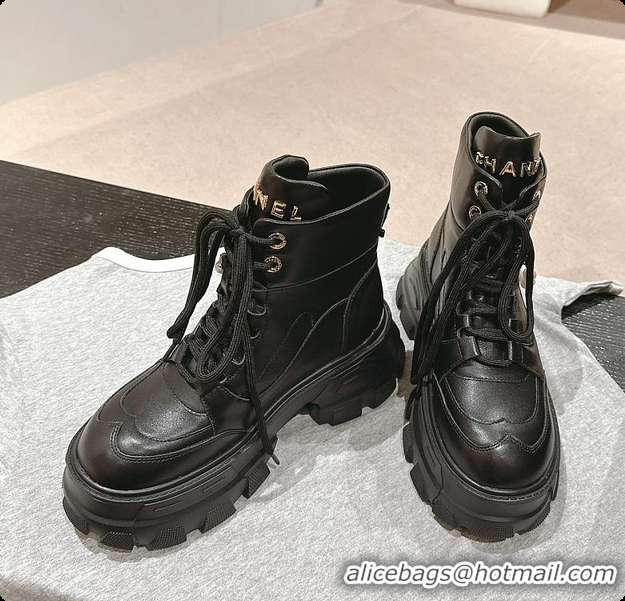 Best Grade Chanel Ankle Boots Black 6080612