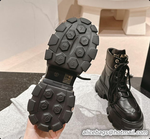 Best Grade Chanel Ankle Boots Black 6080612