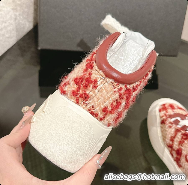 Good Quality Chanel Tweed Red Boots 6080613