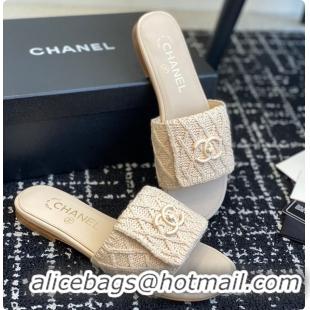 Stylish Chanel Flat Sandal Beige 6080614