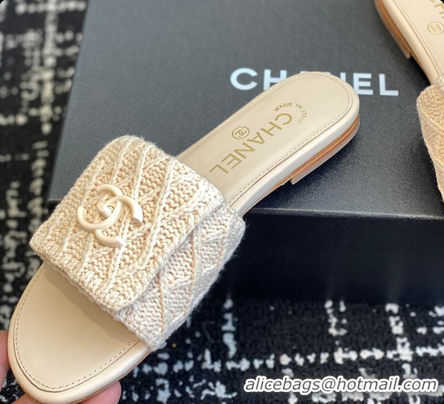 Stylish Chanel Flat Sandal Beige 6080614