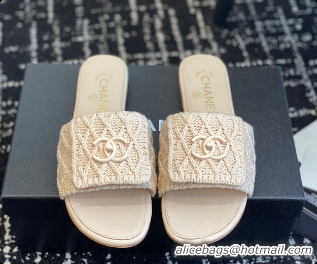 Stylish Chanel Flat Sandal Beige 6080614