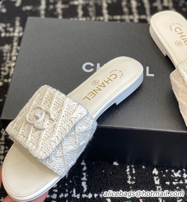 Low Price Chanel Flat Sandal White 6080617