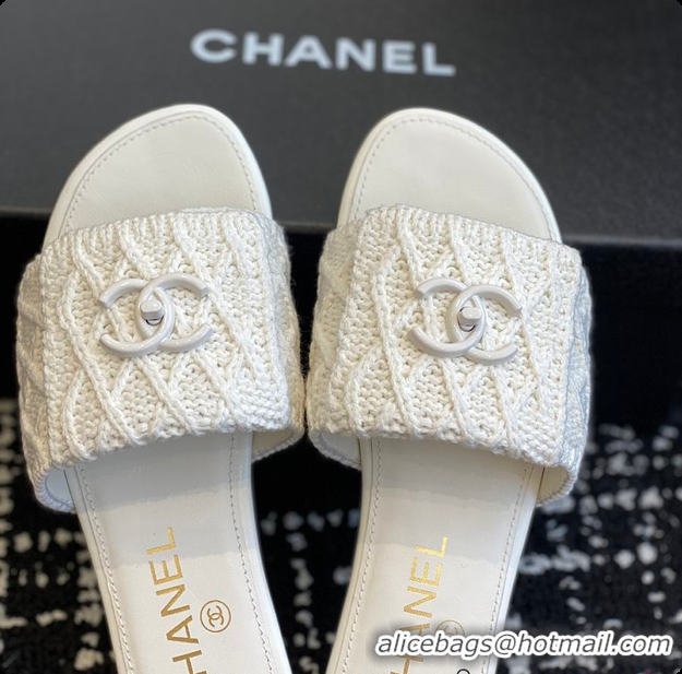 Low Price Chanel Flat Sandal White 6080617