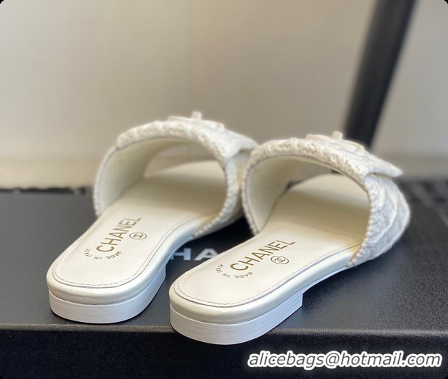 Low Price Chanel Flat Sandal White 6080617