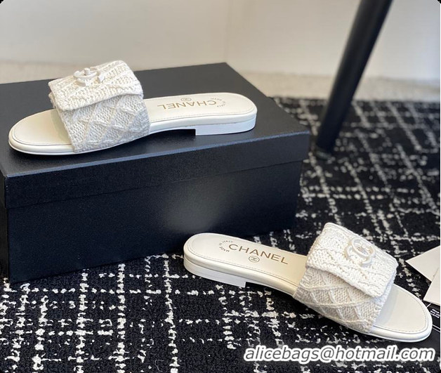 Low Price Chanel Flat Sandal White 6080617