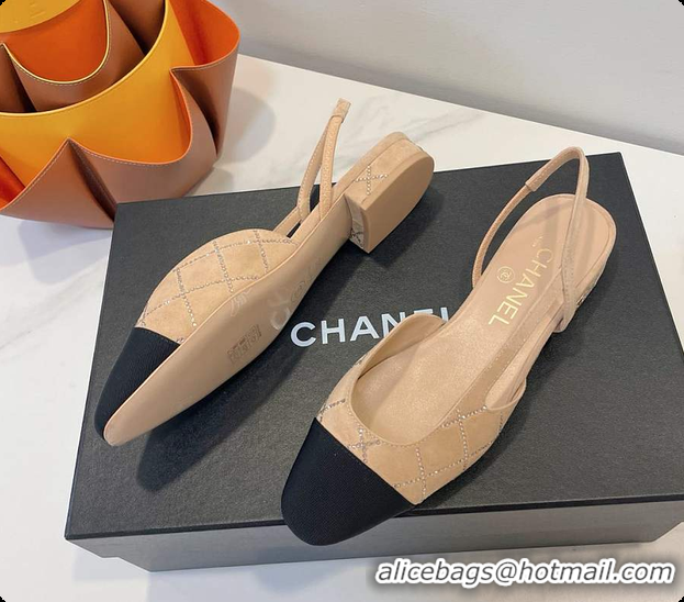 Shop Cheap Chanel Slingbacks Pump Beige 6080618