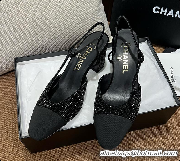 Sumptuous Chanel Slingback Heels Black 6080620