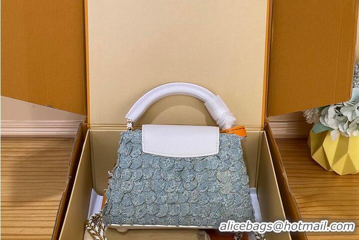 Discount Promotional Louis Vuitton Capucines Mini Blue Denim GOTS M25478