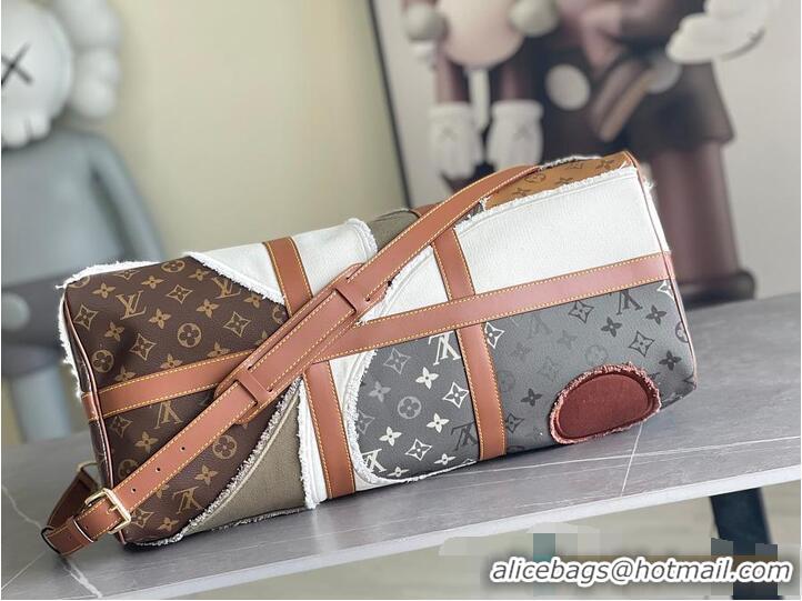 Top Grade Louis Vuitton Keepall Bandoulière 50 Monogram Khaki Coated Canvas M37569