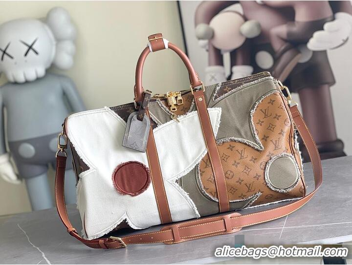 Top Grade Louis Vuitton Keepall Bandoulière 50 Monogram Khaki Coated Canvas M37569