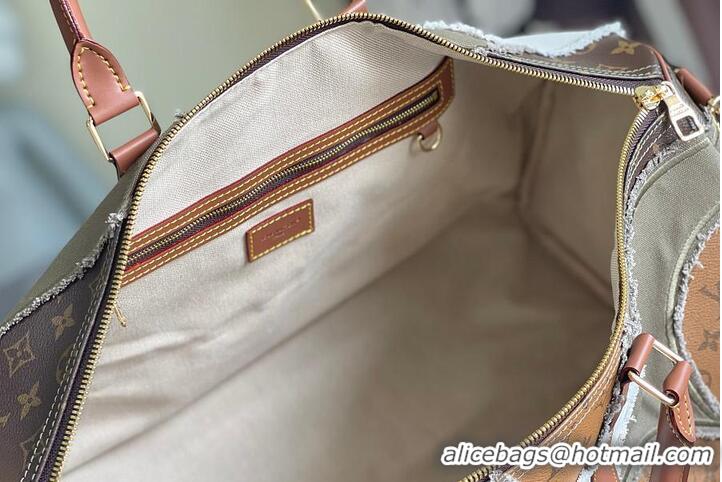 Top Grade Louis Vuitton Keepall Bandoulière 50 Monogram Khaki Coated Canvas M37569