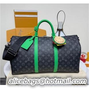 Grade Quality Louis Vuitton Keepall 50 Monogram Eclipse M37578 Green