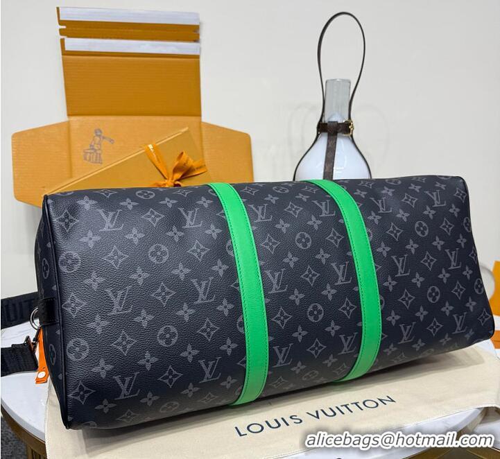 Grade Quality Louis Vuitton Keepall 50 Monogram Eclipse M37578 Green