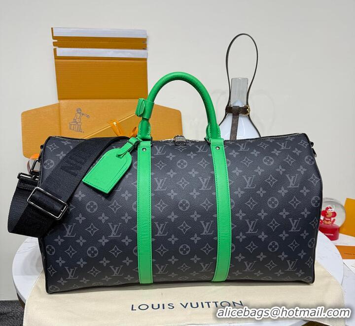 Grade Quality Louis Vuitton Keepall 50 Monogram Eclipse M37578 Green