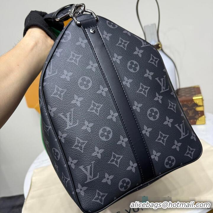 Grade Quality Louis Vuitton Keepall 50 Monogram Eclipse M37578 Green