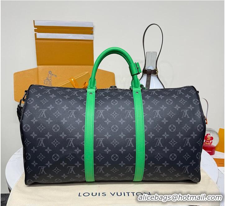 Grade Quality Louis Vuitton Keepall 50 Monogram Eclipse M37578 Green