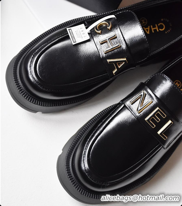 Shop Duplicate Chanel Latest Loafers Black 6080701