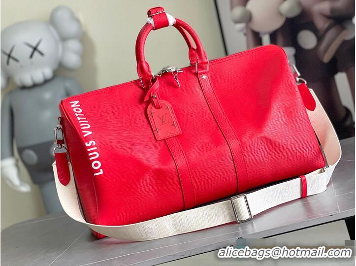 Fashion Promotional Louis Vuitton Epi Keepall Bandouliere 50 Vermillion Red M28263