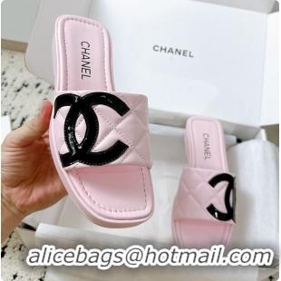 Buy Luxury Chanel Pink Flat Slides 60807011