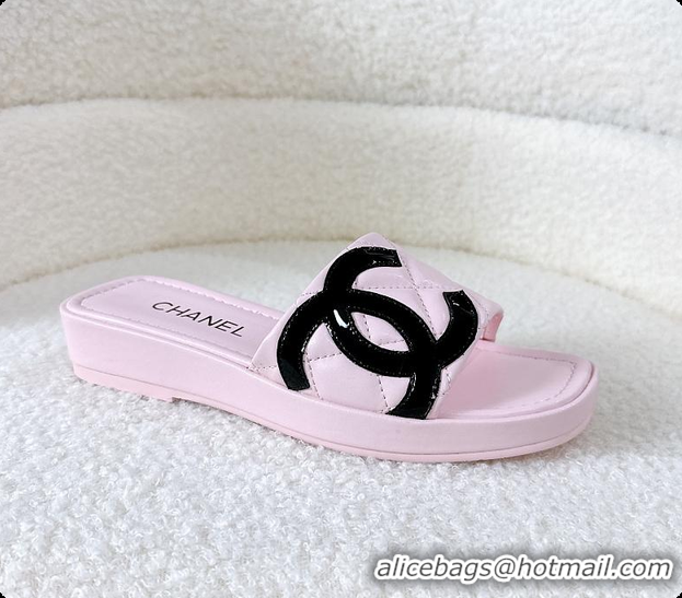 Buy Luxury Chanel Pink Flat Slides 60807011