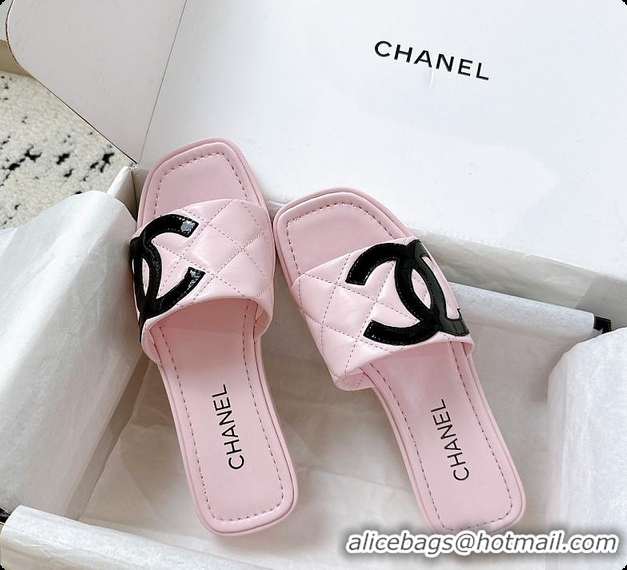 Buy Luxury Chanel Pink Flat Slides 60807011