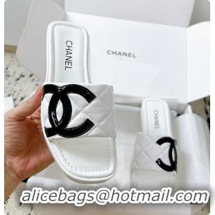 Good Quality Chanel White Flat Slides 60807011