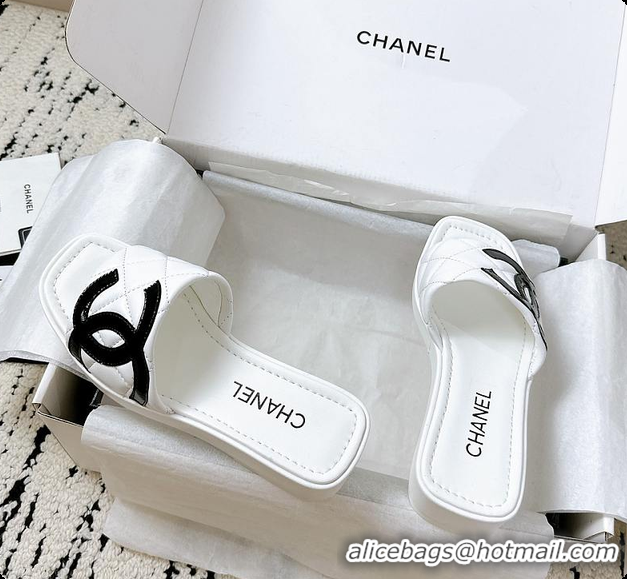 Good Quality Chanel White Flat Slides 60807011