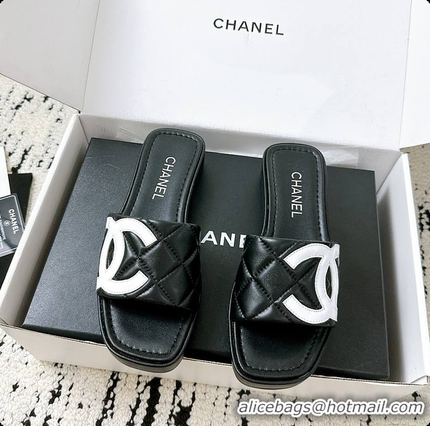 Low Cost Chanel Black Flat Slides 60807011