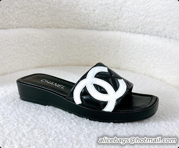 Low Cost Chanel Black Flat Slides 60807011