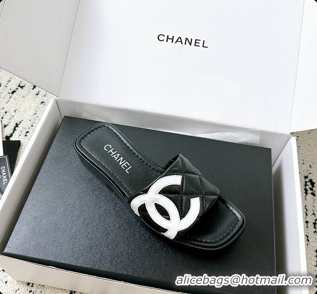 Low Cost Chanel Black Flat Slides 60807011