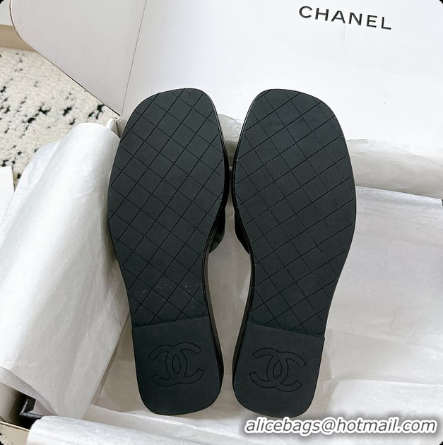 Low Cost Chanel Black Flat Slides 60807011