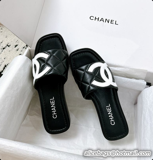 Low Cost Chanel Black Flat Slides 60807011