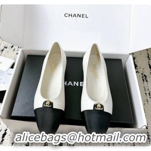 Charming Chanel White Ballet Flats 60807014