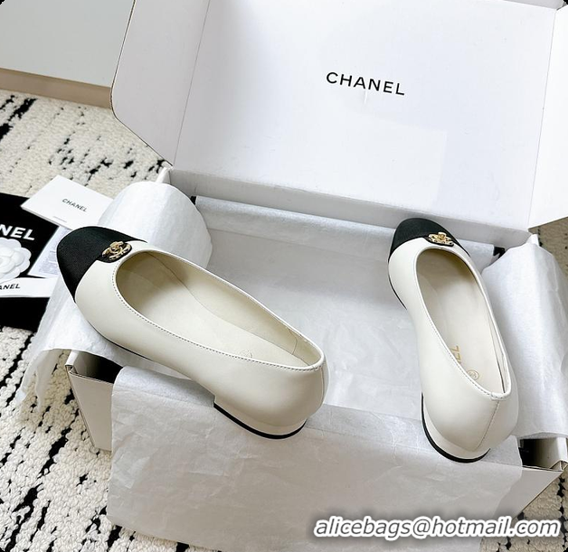 Charming Chanel White Ballet Flats 60807014