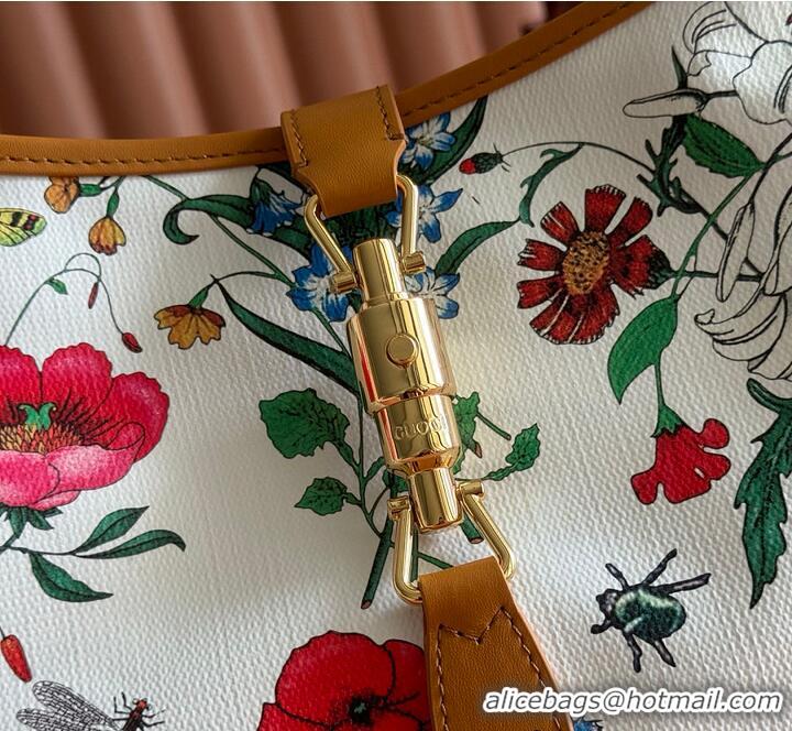 Best Product Gucci Jackie 1961 medium shoulder bag white and multicolor nylon 753965