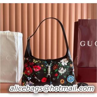 New Design Gucci Jackie 1961 medium shoulder bag black and multicolor nylon 753965