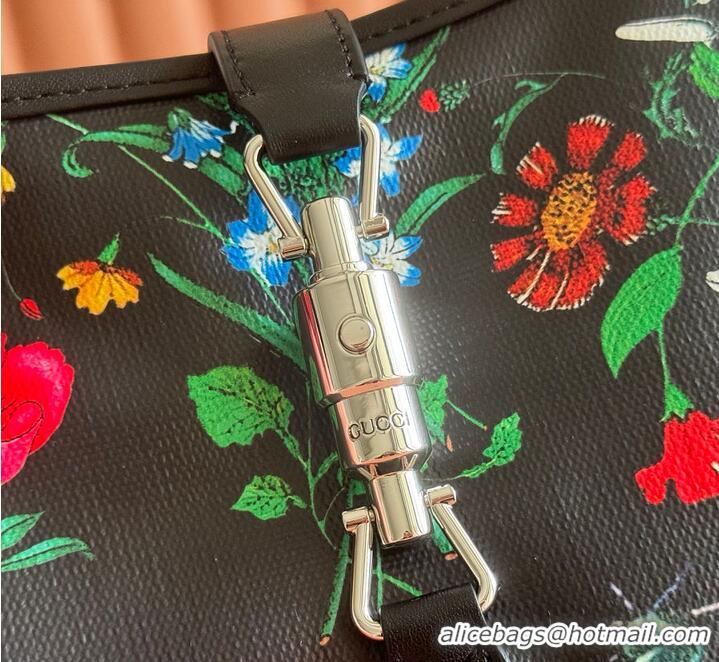 New Design Gucci Jackie 1961 medium shoulder bag black and multicolor nylon 753965