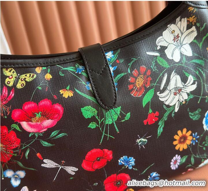 New Design Gucci Jackie 1961 medium shoulder bag black and multicolor nylon 753965
