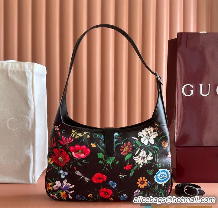 New Design Gucci Jackie 1961 medium shoulder bag black and multicolor nylon 753965
