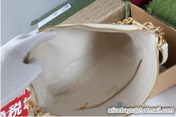 Promotional Gucci Lady Lunetta Chain medium shoulder bag white GG leather 753967
