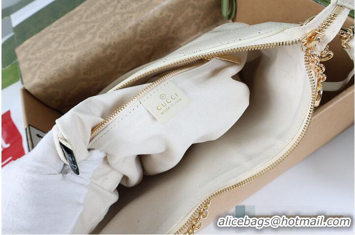 Promotional Gucci Lady Lunetta Chain medium shoulder bag white GG leather 753967