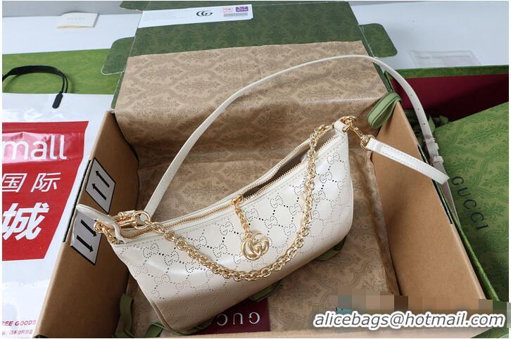 Shop Cheap Gucci Lady Lunetta small shoulder bag with chain white GG leather 753968