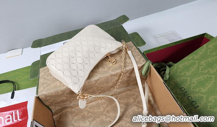 Shop Cheap Gucci Lady Lunetta small shoulder bag with chain white GG leather 753968