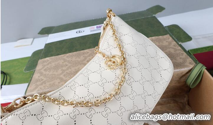 Shop Cheap Gucci Lady Lunetta small shoulder bag with chain white GG leather 753968