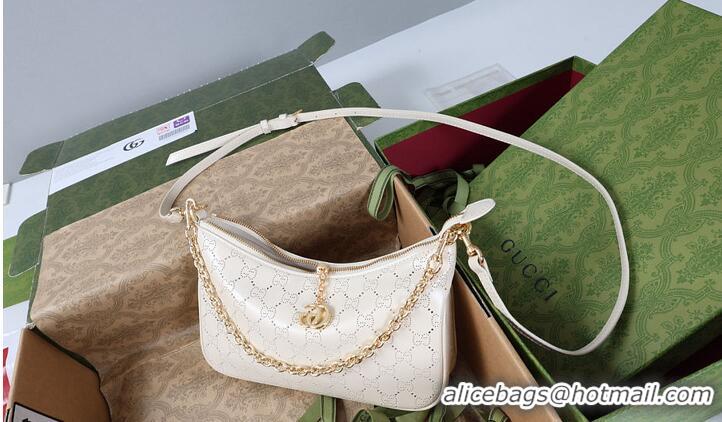 Shop Cheap Gucci Lady Lunetta small shoulder bag with chain white GG leather 753968