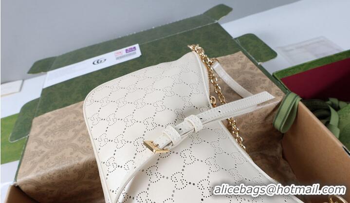 Shop Cheap Gucci Lady Lunetta small shoulder bag with chain white GG leather 753968