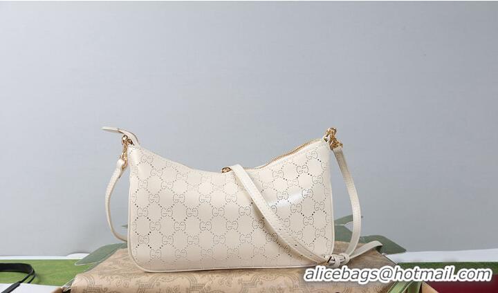 Shop Cheap Gucci Lady Lunetta small shoulder bag with chain white GG leather 753968