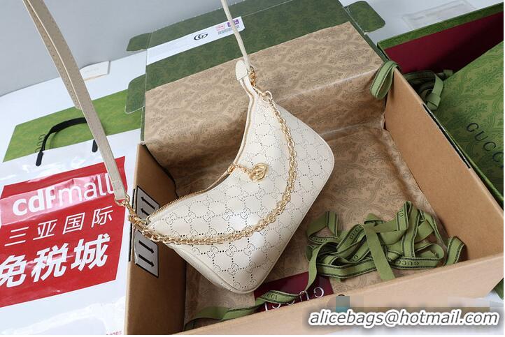 Shop Cheap Gucci Lady Lunetta small shoulder bag with chain white GG leather 753968