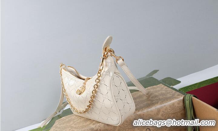 Shop Cheap Gucci Lady Lunetta small shoulder bag with chain white GG leather 753968